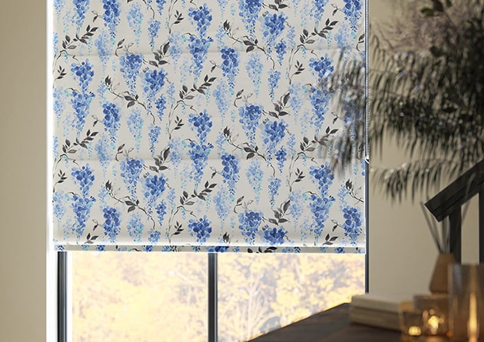 Wisteria Silk, Ink Blue - Motorised Roman Blind - Image 5